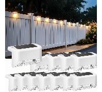 4/10/16 pièces Lumières solaires de clôture, lumières d'étape LED micro étanches pour l'extérieur, disponibles en blanc, noir, marron, convient pour le patio, les escaliers, la clôture, le jardin et a