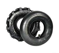 4.10/3.50-4 Kit de pneu et chambre à air en caoutchouc très résistant, compatible avec brouettes, chariots de golf, chariots et tondeuses à gazon pour moyeu de roue de 10,2 cm