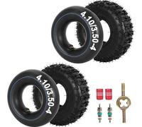 4.10/3.50-4 Pneu et Chambre à Air Remplacement pour Tondeuse à Gazon Camion à Main Brouette Chariots de Jardin Go Kart Souffleuses à Neige Chariots Utilitaires Remorques de Jardin ATV 2 Set
