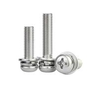 4-100pcs M2/M2.5/M3/M4/M5/M6/M8 Vis machine à tête boutonnée à entaille croisée en acier inoxydable avec rondelles plates et rondelles à ressort, M6x50mm