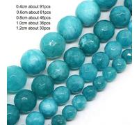 4-12 mm Perles de Séparateur Rondes Lâches en Chalcédoine Bleue Naturelle de Haute Qualité Magnifique pour la Fabrication de Bijoux DIY Bracelets Élégants Colliers Boucles d'Oreilles Cadeaux pour Femm