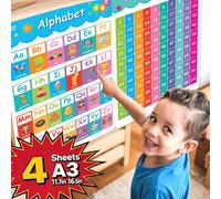 4 - 12 pièces/set Grands affiches éducatives anglaises Ensemble de graphiques muraux d'apprentissage pour enfants et bébés. Éducation précoce Alphabet anglais, Chiffres, Jouets, Montessori Affiche A3,