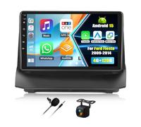 4+128 Go Autoradio Android 15 pour Ford Fiesta 2009-2014 écran Tactile Incell 9 Pouces CarPlay sans Fil Android Auto Bluetooth Ports USB Wi-FI GPS FM/RDS SWC Caméra de Recul Microphone
