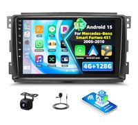 4+128G Autoradio Android 15 pour Mercedes-Benz Smart Fortwo 451 2005-2010, Radio à Écran Tactile Incell 9" CarPlay Android Auto sans Fil, Bluetooth 5.0, GPS, WiFi, FM/RDS, 32EQ+ Caméra de Recul AHD