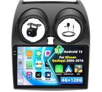 4+128G Autoradio Android 15 pour Nissan Qashqai J10 2006-2016, Radio à Écran Tactile Incell 9 Pouces avec CarPlay et Android Auto sans Fil, Bluetooth 5.0, GPS, WiFi, FM/RDS, 32EQ