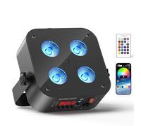 4*18W LED 6 en 1 Batterie par Lumière, Mini Lumière de Fête Disco RGBWA + UV Projecteur à Effet de Scène avec Télécommande/APP/Contrôle 2.4DMX, Rechargeable Adapté au d'anniversaire de Fête Sur Scène