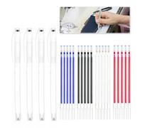 4 + 20 Crayon Couture Tissu Effacable, Marqueurs de Tissu Effaçables à Chaleur, 20 Recharges dans 4 Couleurs, Marqueur Interchangeables pour Quilting Couture et Tissus pour Projet de Couture Patchwork