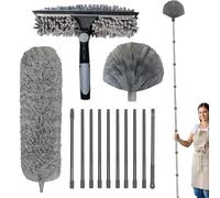 4,25m Plumeau Telescopique - Microfibre Plumeau Poussiere À Long Manche | Kit De Dépoussiérage | pour Le Nettoyage, Ventilateur De Plafond Haut, Stores De Toit, Voitures