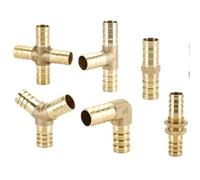 4-25mm Hose Barb 2 3 4 Ways Staright Elbow Y Tee Corss Bulkhead Brass Hosetail Pipe Fitting Connector Splitter(Straight,15mm)