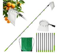4.2M Cueille Fruit Telescopique, Cueilleur de Fruits con Sac en Coton, Ramasse Fruits Telescopique Ø 160mm Outil Cueillette Jardin pour Cerise, Pomme, Citron, Orange