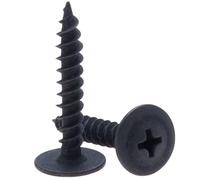 4.2mm x 25mm Vis Autotaraudeuse à Tête Plate, Noir Vis en Acier au Carbone à Tête Bombée, Entraînement Phillips à Filetage Fin, Tête de Bride Pozi Pour Tôle, Plaque de Plâtre et Bois (50 pcs)