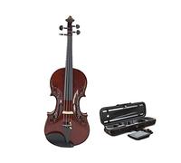 4/4 Brown Pine Wood Violin Classical Flower Carving Handmade Violin with Ebony Fittings Bow Chin Rest Rosin Bow and Case Gift for Your Dad and Mum on Thanksgiving