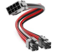 4+4-Pin EPS CPU Processor Power Cable Extension 30cm-18AWG PSU Motherboard PC Computer Power Supply Nylon Power Cord Male to Female-Black Red