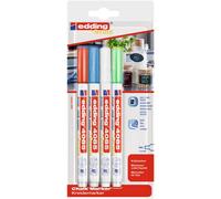 Edding 4085 4-4085-4-1BAS Marqueur craie bleu clair, vert fluorescent, rouge, blanc 1 mm, 2 mm