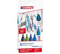 [4-4500-5099] edding Marqueur pour textiles 4500 Etui de 5 'cool' couleurs 2-...