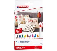 edding 4600 Feutre pour textiles - étui de 10 couleurs (basic) - pointe ronde de 1 mm - feutre textile lavable en machine (60 °C) pour décorer le tissu - marqueur textile
