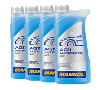 4 (4X1) Litres MANNOL Antigel AG11 Mélange Prêt À L'Emploi Bleu (-40°C)