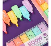 4/5/6 couleurs/set Mignon mini style ours Surligneur couleur macaron Tête oblique Marqueur Outil d'écriture pour la maternelle et l'école Taille Unique,Chaton,oreilles de lapinABS