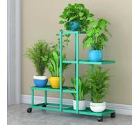 4/5/6tier Plant Stand Porte-Pot De Fleurs en Métal avec Roues Et Fonction De Frein Organisateur Rack Multi Storage Corner Shelf Intérieur Extérieur Fleur Rack Transfert Facilement, Green, 4 Tier