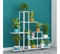 4/5/6tier Plant Stand Porte-Pot De Fleurs en Métal avec Roues Et Fonction De Frein Organisateur Rack Multi Storage Corner Shelf Intérieur Extérieur Fleur Rack Transfert Facilement, White, 5 Tier