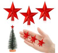 4.5 cm Etoile Sapin de Noel, 3 Pièces Petit Cimier de Sapin de Noël, Mini Christmas Tree Topper, Petite Étoile de Noel pour Décoration de Sapin de Noël (4.5cm-Brillant: Rouge)