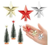 4.5 cm Etoile Sapin de Noel, 3 Pièces Petit Cimier de Sapin de Noël, Mini Christmas Tree Topper, Petite Étoile de Noel pour Décoration de Sapin de Noël (4.5cm-Brillant: Rouge Or Argent)