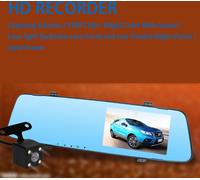 4.5 Inch 2.4D Glass Mirror Recorder Double Lens Night Vision Rearview Camera Black