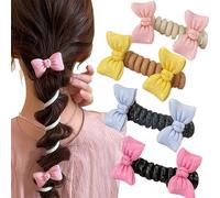 4/5 Pieces No Damage Soft Elastic Spiral Hair Ties, Colorful Telephone Cord Scrunchies for Ponytails, Twisted Hair Wire Pony Hairwire, For Thick Hair Ponytail Holders Accessories (4 pcs G)