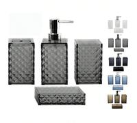 4-5 pièces Set de salle de bain, en matériau acrylique, comprenant un distributeur de savon liquide, un porte-brosse à dents, un gobelet de rinçage, un porte-savon, convient pour le meuble de salle de