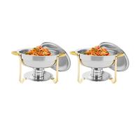 4.5l Buffets Chauffants Ronds Récipient Chauffant pour Aliments-Acier Inoxydable Alimentaire avec Couvercle pour Restauration