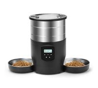 4.5L Distributeur Croquettes Chat Automatique with 2 Bols, Fonction Vocale 10s, 2.4GHz Distributeur Croquettes Chat en Acier Inoxydable, Gamelle C-Hat Automatique pour Petite/Moyenne Animau (Bouton)