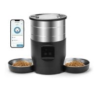 4.5L Distributeur Croquettes Chat Automatique with 2 Bols, Fonction Vocale 10s, 2.4GHz Distributeur Croquettes Chat en Acier Inoxydable, Gamelle C-Hat Automatique pour Petite/Moyenne Animau (APP)