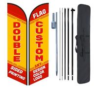 4,5m Drapeau Plume Personnalisé avec Kit de mât en Aluminium et Piquet, Logo/Design imprimé recto verso - Panneau d'entreprise Personnalisé pour Promotion de Magasin, Journée portes Ouvertes