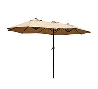 4.5m Garden with Hand Crank Double-Sided Sun Umbrella Patio Market Shelter Canopy Shade Outdoor Khaki se