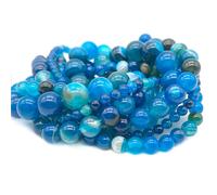 4 6 8 10mm Perles De Pierre Naturelle Amazonite Oeil De Tigre Quartz Agate Ronde Perles Lâches Pour La Fabrication De Bijoux Bracelet Collier - Type Blue Agate-8mm(About 46pcs)