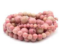 4 6 8 10mm Perles De Pierre Naturelle Amazonite Oeil De Tigre Quartz Agate Ronde Perles Lâches Pour La Fabrication De Bijoux Bracelet Collier - Type Rhodonite-8mm(About 46pcs)