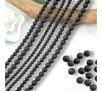 4 6 8mm 420 pièces Lave Noire Roche Volcanique Perle Pierre Naturelle Ronde en Vrac Perles Semi Precieuse pour Fabrication de Bijoux de Bracelets et de Colliers