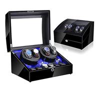 4+6 Automatic Watch Winders Storage Case Watch Box Wooden Silent Motor Five Modes Adjustable Watch Pillows LED Backlight Open Lid and Stop Automatically Leather 005 (Carbon Fiber 002)