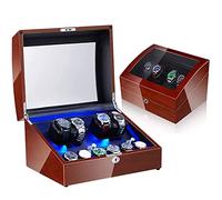4+6 Automatic Watch Winders Storage Case Watch Box Wooden Silent Motor Five Modes Adjustable Watch Pillows LED Backlight Open Lid and Stop Automatically Leather 005 (Leather 05)