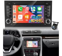 4+64 Go Autoradio Android pour Audi A4 B6/B7, S4 B5/B7, RS4 B7/Sportback, Seat Exeo, Plug-and-Play, CarPlay & Android Auto sans Fil, WiFi GPS Navigation DSP Bluetooth + Caméra de recul