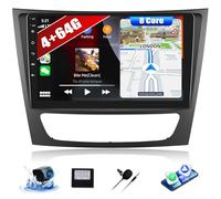 4+64G 8 Core Android 13 Autoradio pour Mercedes Benz Classe E W211 E200 CLS W219 2002-2009 avec Carplay Android Auto, écran Tactile 9" avec Bluetooth WiFi GPS FM/RDS 32EQ SWC+ Caméra Arrière