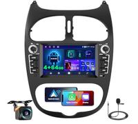 [4+64G] Android Autoradio pour Peugeot 206 206CC 206SW 1998-2016 Citroen C2 2004-2008 Wireless Carplay Android Auto, 6.2 Pouces Touch Screen Radio Voiture Bluetooth 5.0/GPS/Caméra de recul/FM/WiFi/SWC