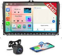 4+64G Android Car Radio Carplay Wireless for VW Golf 5 6 Passat Jetta Seat,9 Inch Android Car Radio Bluetooth Screen GPS WiFi Backup Camera