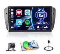 4+64G Autoradio pour Seat Ibiza 6J 2009-2013 avec CarPlay Android Auto | Android 15 Écran 9" IPS Auto Radio avec Bluetooth Mirror Link Navigation GPS EQ WIFI FM RDS USB Microphone