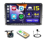 4+64G Autoradio pour VW Golf 5 Golf 6 Polo Skoda Passat Tiguan Touran | Wireless Autoradio 2 DIN GPS Navi Bluetooth 5.0 5G WiFi FM/RDS Caméra de Recul EQ Commandes au Volant 4+64G