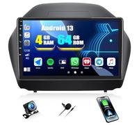 [4+64G] CAMECHO Carplay Autoradio pour Hyundai IX35 2010-2015, 10 Pouces Ecran Tactile San Fil Android Auto Bluetooth 5.0 Radio avec WiFi GPS Mirror Link FM/RDS +Caméra de Recul+ Mic