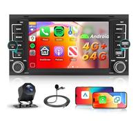 【4+64G】 Hodozzy Carplay Autoradio pour VW Touareg 2004-2011 Transporter T5 Multivan 2004-2009 avec USB USB-C, VW Autoradio Bluetooth avec Android Auto/GPS/WiFi/32 EQ/FM/RDS/SWC+Caméra de Recul