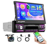 4+64GB Android 1 DIN Autoradio GPS Wireless Carplay Android Auto, Ecran Tactile 7 Pouces Retractable Android Poste Radio Voiture Bluetooth Soporte WiFi, DVR, USB, SWC, Caméra de Recul