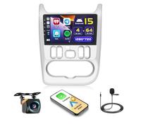 4+64GB Android 15 Autoradio pour Renault Logan 1 Sandero 2009-2015 Largus Dacia Duster avec Carplay sans Fil Android Auto, 9 Pouces Écran Tactile avec GPS Bluetooth WiFi FM/RDS caméra de recul