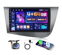 4+64GB Android Autoradio pour Seat Leon 2005-2012(Left-Hand Drive), 9 Pouces écran Wireless Carplay Android Auto Poste Radio Voiture Bluetooth Caméra de Recul,Radio avec GPS WiFi EQ FM RDS